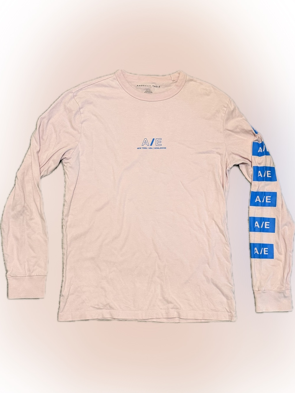 American Eagle Outfitters Men’s Light Pink A/E Logo Crew Neck T-Shirt